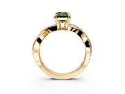 Solitaire Engagement Ring Setting for Fancy Green Emerald Cut Center with Half-Pave Crossover Band and Prong Head in Yellow Gold