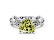 Solitaire Engagement Ring Setting for Fancy Yellow Heart-Shaped Center with Marquise Panel Band and Prong Head in White Gold