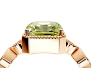 Vintage Station Engagement Ring Setting for Fancy Yellow Asscher Cut Center with Accents and Prong Head in Rose Gold