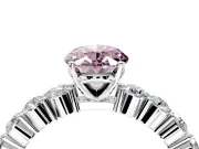 Shared-Prong Engagement Ring Setting for Fancy Pink Oval Center with Graduated Accents and Prong Head in White Gold