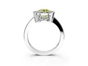Halo Engagement Ring Setting for Fancy Yellow Round Cut Center with Milgrain Halo, Pave Band and Prong Head in Sterling Silver