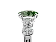 5 Stone Engagement Ring Setting for Fancy Green Oval Center with Graduated Accents and Prong Head in Sterling Silver