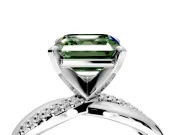 Solitaire Engagement Ring Setting for Fancy Green Asscher Cut Center with Pave and Plain Crossover and Basket Head in Sterling Silver