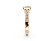 Solitaire Engagement Ring Setting for Fancy Yellow Radiant Cut Center with Round Cut Channel Band and Prong Head in Rose Gold