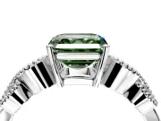 Leaf Engagement Ring Setting for Fancy Green Asscher Cut Center with Milgrain Accent Band and Prong Head in Sterling Silver