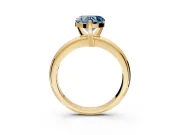 Solitaire Engagement Ring Setting for Fancy Blue Heart-Shaped Center with Wire Band and Prong Head in Yellow Gold