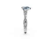 Solitaire Engagement Ring Setting for Fancy Blue Pear-Shaped Center with Twisted Pave Split Shank and Prong Head in Sterling Silver