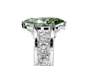 Solitaire Engagement Ring Setting for Fancy Green Marquise Center with Graduated Shared Prongs and Prong Head in Sterling Silver