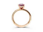 Solitaire Engagement Ring Setting for Fancy Pink Radiant Cut Center with Milgrain X Pattern Band and Prong Head in Rose Gold