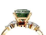 Solitaire Engagement Ring Setting for Fancy Green Princess Cut Center with Marquise Accent Twist Band and Prong Head in Yellow Gold