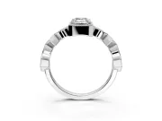 Milgrain Bezel Engagement Ring Setting for Emerald Cut Center with Marquise Stations and Bezel Head in Platinum