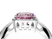 Halo Engagement Ring Setting for Fancy Pink Princess Cut Center with Tapered Plain Band and Prong Head in White Gold