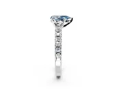 Solitaire Engagement Ring Setting for Fancy Blue Pear-Shaped Center with Large Accents and Prong Head in Sterling Silver
