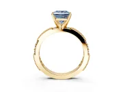 Solitaire Engagement Ring Setting for Fancy Blue Princess Cut Center with Milgrain-Edged Pave Band and Prong Head in Yellow Gold
