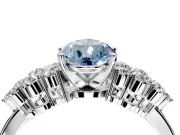 Cluster Engagement Ring Setting for Fancy Blue Pear-Shaped Center with 2-Row Shoulder Clusters and Prong Head in Sterling Silver