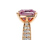 Solitaire Engagement Ring Setting for Fancy Pink Asscher Cut Center with Multi-Row Accents and Prong Head in Rose Gold