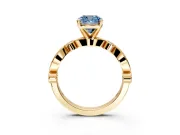 Solitaire Engagement Ring Setting for Fancy Blue Cushion Cut Center with Milgrain Bezel Accents and Prong Head in Yellow Gold