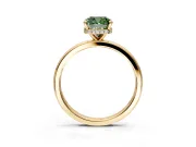 Hidden Halo Engagement Ring Setting for Fancy Green Cushion Cut Center with Plain Band and Tall Prong Head in Yellow Gold