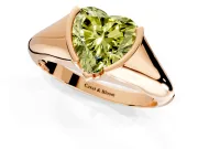 Tension Engagement Ring Setting for Fancy Yellow Heart-Shaped Center with Wide Tapered Band and Tension Head in Rose Gold