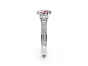 Solitaire Engagement Ring Setting for Fancy Pink Oval Center with Pave Rail Split Shank and Prong Head in Platinum