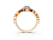 Milgrain Bezel Engagement Ring Setting for Fancy Blue Pear-Shaped Center with Marquise Stations and Bezel Head in Rose Gold