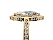 Halo Engagement Ring Setting for Marquise Center with Framed Halo, Pave Band and Prong Head in Yellow Gold