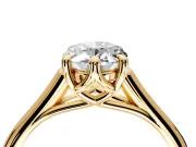Solitaire Engagement Ring Setting for Oval Center with Cathedral Band and Prong Head in Yellow Gold
