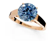 Solitaire Engagement Ring Setting for Fancy Blue Round Cut Center with Tapered Split Shoulders and Prong Head in Rose Gold