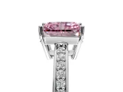 Solitaire Engagement Ring Setting for Fancy Pink Radiant Cut Center with Channel-Set Accent Band and Prong Head in Sterling Silver