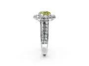 Large Accent Halo Engagement Ring Setting for Fancy Yellow Round Cut Center with Pave Split Shank and Prong Head in Sterling Silver