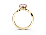 Solitaire Engagement Ring Setting for Fancy Pink Asscher Cut Center with Plain Split Shank and Prong Head in Yellow Gold