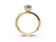 Solitaire Engagement Ring Setting for Fancy Blue Oval Center with Scrollwork Band and Prong Head in Yellow Gold