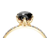 Solitaire Engagement Ring Setting for Fancy Black Marquise Center with Fine Pave Accents and Prong Head in Yellow Gold