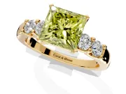 5 Stone Engagement Ring Setting for Fancy Yellow Princess Cut Center with Plain Band and Prong Head in Yellow Gold