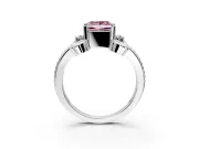 Solitaire Engagement Ring Setting for Fancy Pink Princess Cut Center with Twisted Band and Scroll Prong Head in White Gold