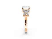 Floral Engagement Ring Setting for Princess Cut Center with Marquise Cluster Shoulders and Prong Head in Rose Gold