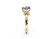 Floral Engagement Ring Setting for Fancy Blue Heart-Shaped Center with Marquise Cluster Shoulders and Prong Head in Yellow Gold