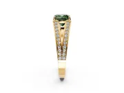 Split Shank Engagement Ring Setting for Fancy Green Cushion Cut Center with Pave Split Shank and Prong Head in Yellow Gold