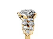 Cluster Engagement Ring Setting for Heart-Shaped Center with 2-Row Shoulder Clusters and Prong Head in Yellow Gold
