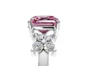 Floral Engagement Ring Setting for Fancy Pink Asscher Cut Center with Marquise Cluster Shoulders and Prong Head in White Gold