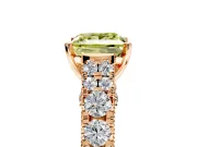 Solitaire Engagement Ring Setting for Fancy Yellow Princess Cut Center with Pave Cathedral Shoulders and Prong Head in Rose Gold