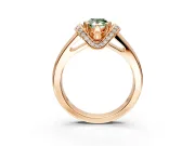 Solitaire Engagement Ring Setting for Fancy Green Pear-Shaped Center with Wide Band, Pave Collar and Prong Head in Rose Gold