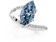 Solitaire Engagement Ring Setting for Fancy Blue Marquise Center with Pave Bypass Swirl Band and Prong Head in Platinum