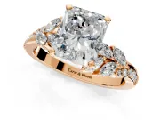 Solitaire Engagement Ring Setting for Radiant Cut Center with Marquise Accent Twist Band and Prong Head in Rose Gold