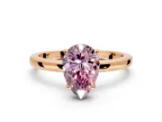 Solitaire Engagement Ring Setting for Fancy Pink Pear-Shaped Center with Fine Wire Band and Prong Head in Rose Gold