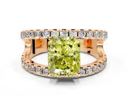 Solitaire Engagement Ring Setting for Fancy Yellow Radiant Cut Center with Wide-Open Split Shank and Prong Head in Rose Gold