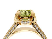 Solitaire Engagement Ring Setting for Fancy Yellow Round Cut Center with Accented Split Shank and Prong Head in Yellow Gold