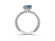 Rope Engagement Ring Setting for Fancy Blue Heart-Shaped Center with Accent Shoulders and Prong Head in White Gold