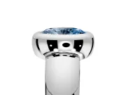 Solitaire Engagement Ring Setting for Fancy Blue Oval Center with Wide Band and Bezel Head in Sterling Silver