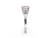 Solitaire Engagement Ring Setting for Fancy Pink Asscher Cut Center with Marquise Flower Shoulders and Prong Head in White Gold